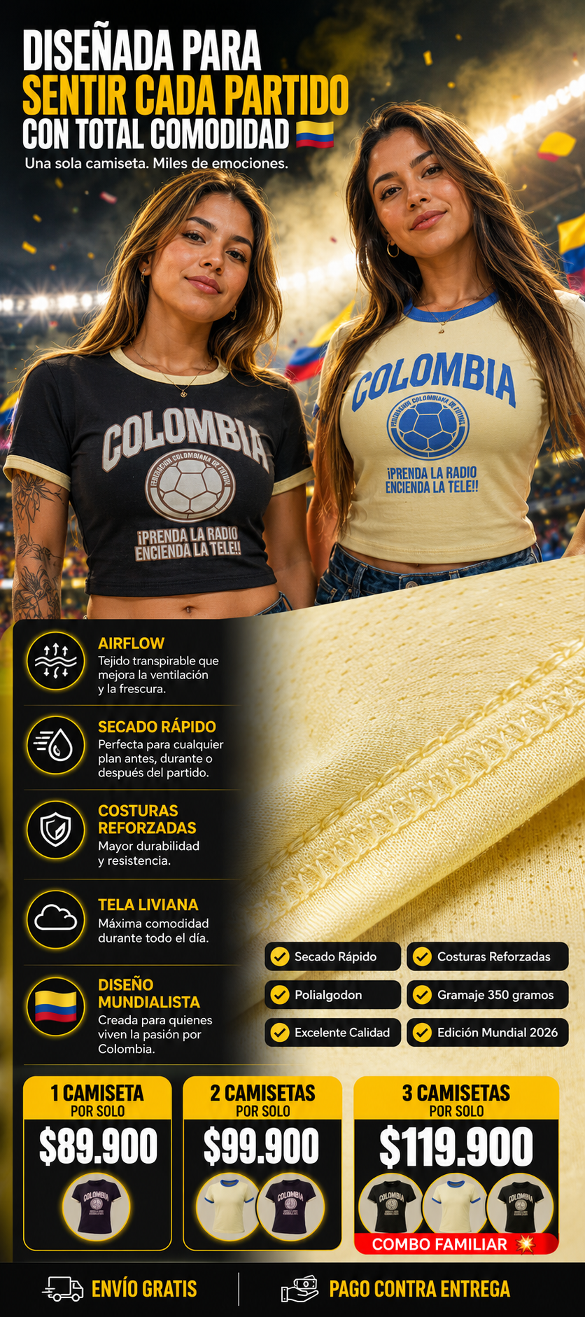 Camisetas Básicas Exclusivas de la Selección Colombia Mundial 2026