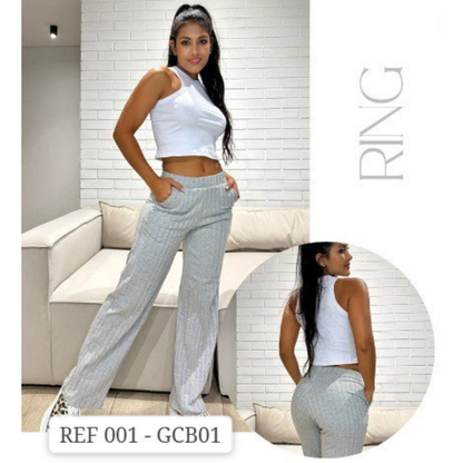 PANTALON RIB BLANCO