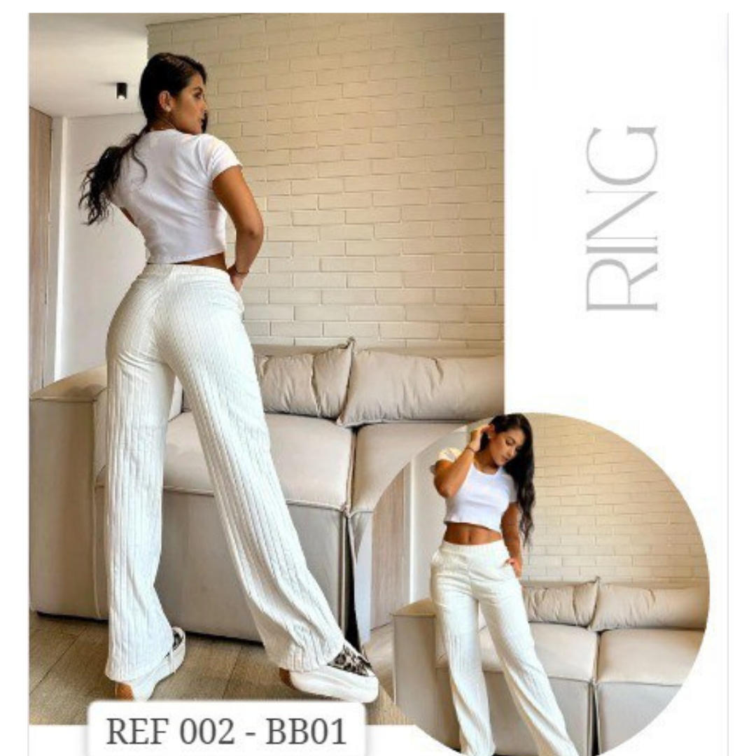 PANTALON RIB BLANCO