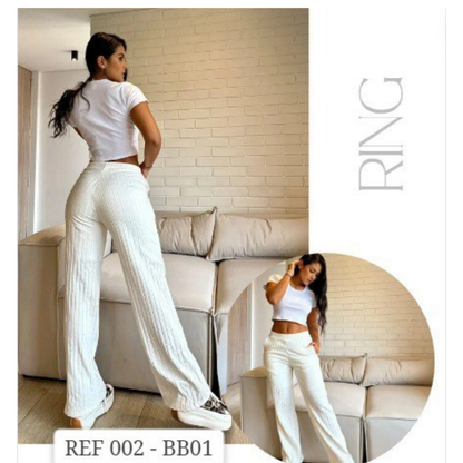 PANTALON RIB BLANCO