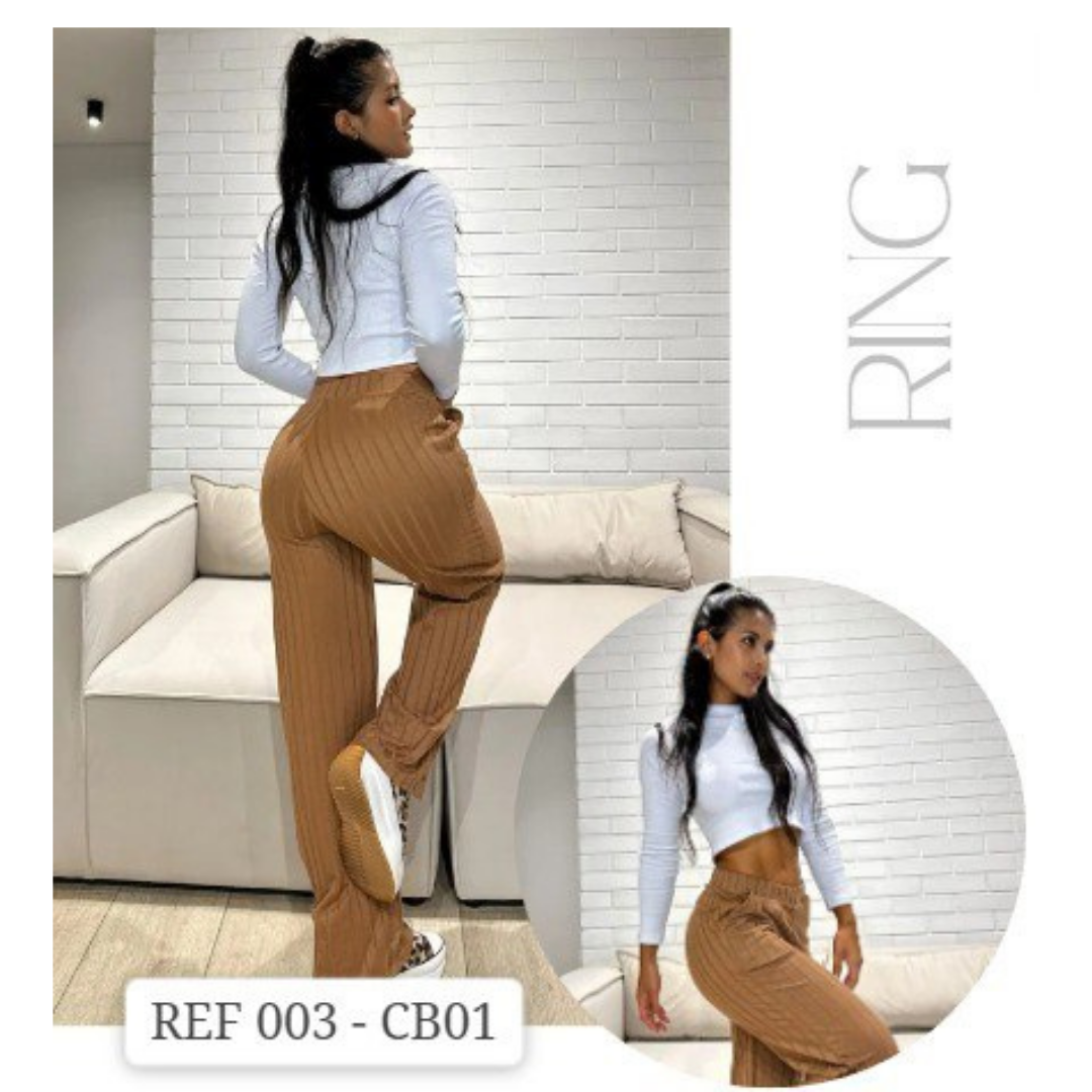 PANTALON RIB BLANCO