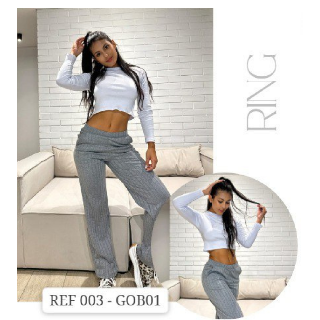 PANTALON RIB BLANCO