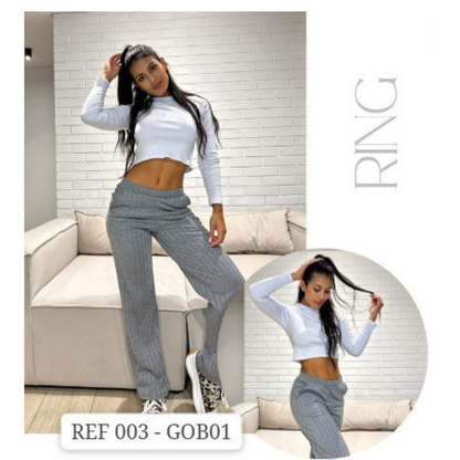 PANTALON RIB BLANCO