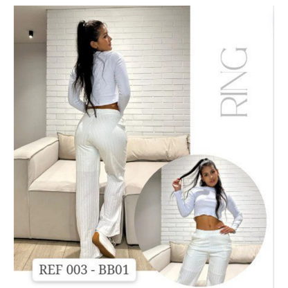 PANTALON RIB BLANCO