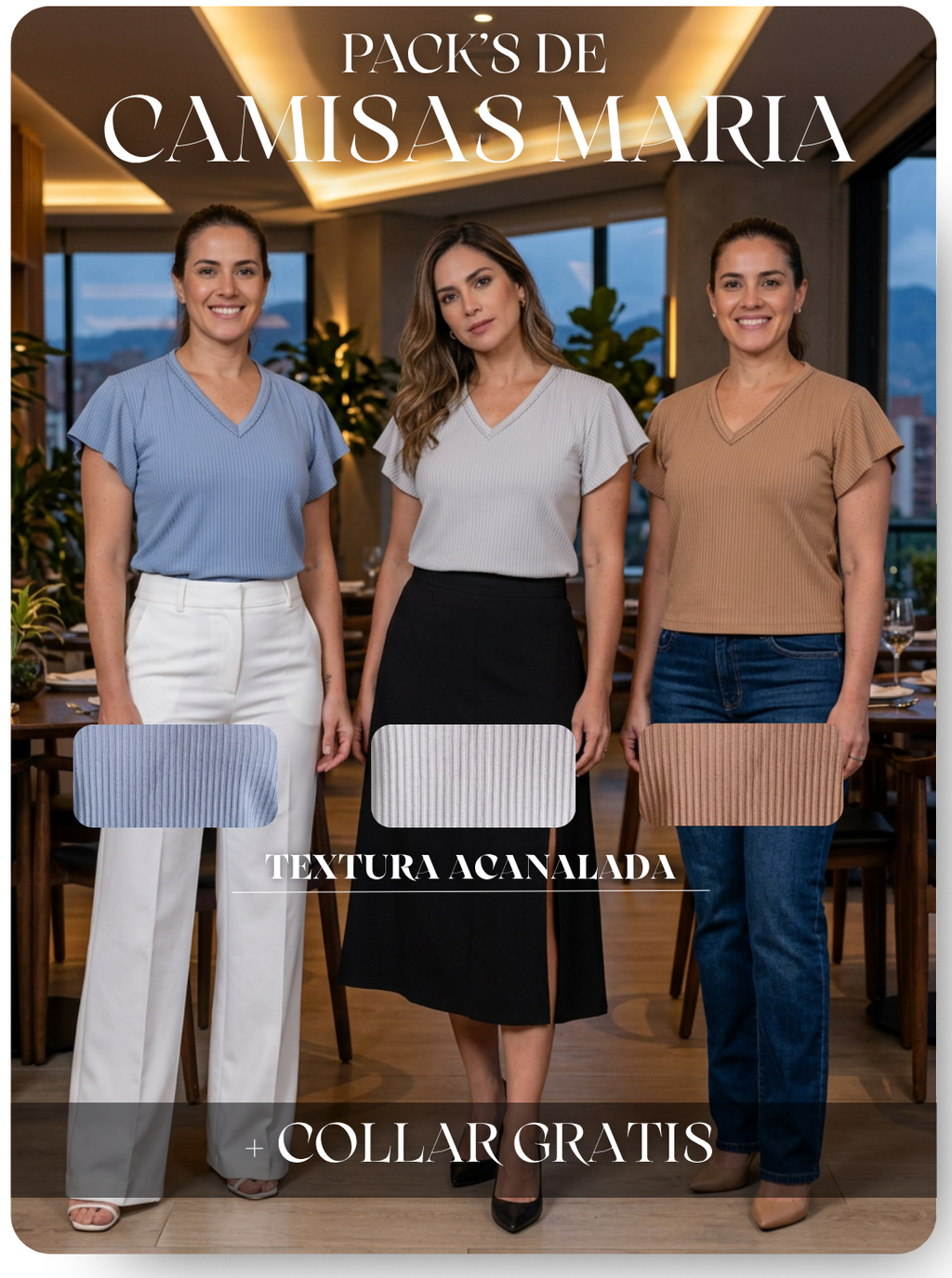 PACK'S de Camisas Premium Maria + Collar Gratis