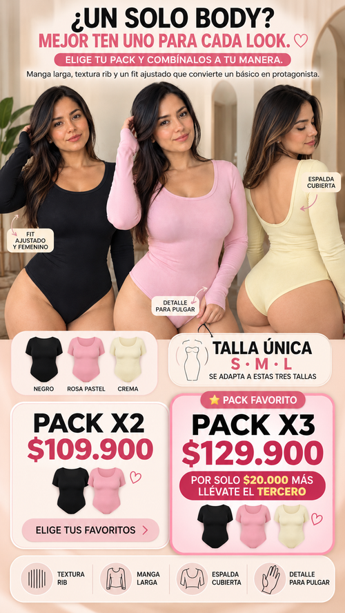PACKS de Bodys Manga larga