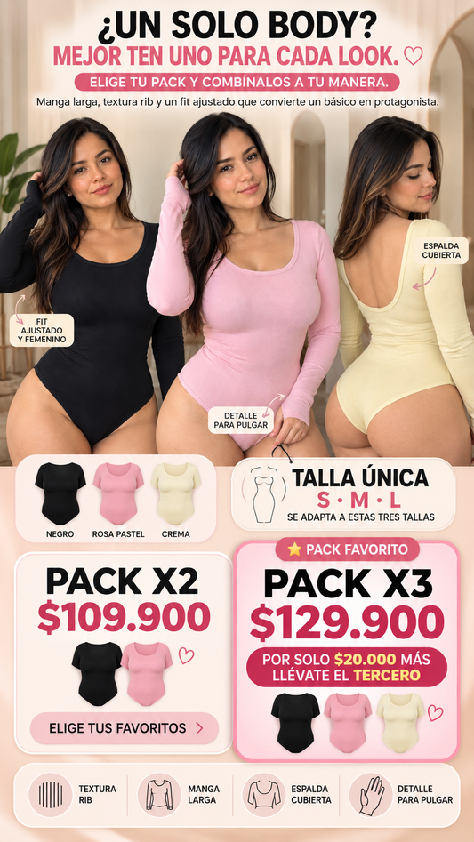 PACKS de Bodys Manga larga