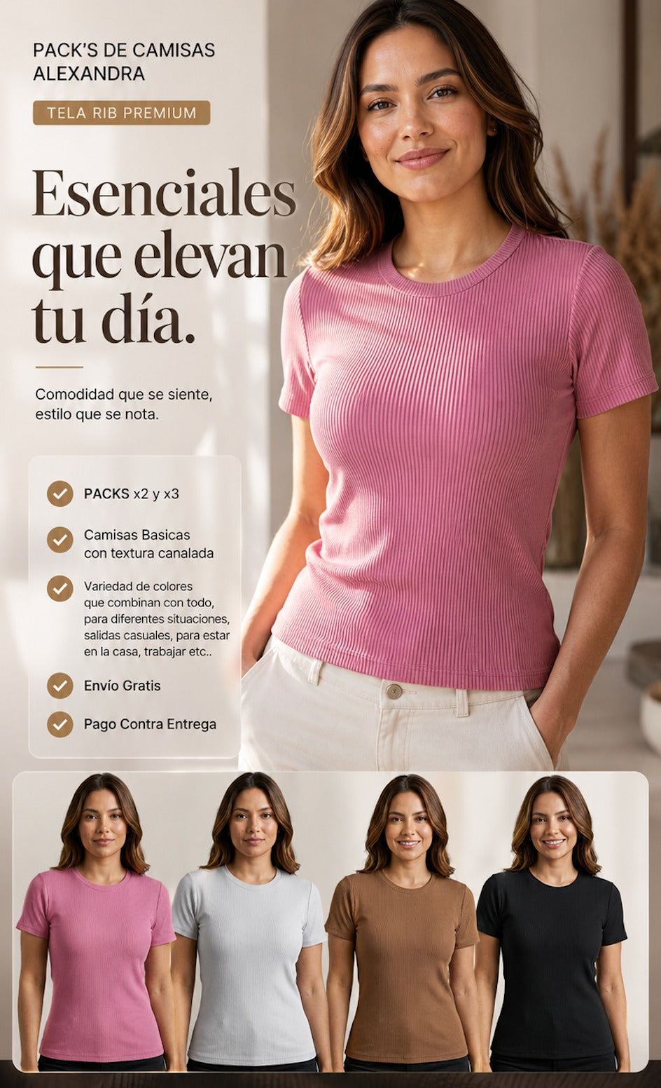 PACK'S de Camisas Alexandra en Tela RIB Premium